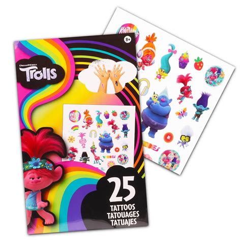 dreamworks trolls metallic jewelry tattoo stickers roll in box|Amazon.com: Dreamworks Studios Trolls Temporary .